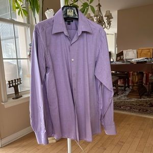 Purple chevron-weave long sleeve button up shirt